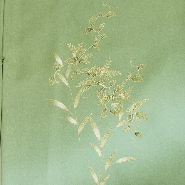 【正絹】卒業式袴 訪問着 ﾓｽｸﾞﾘｰﾝ 56 紺袴【身長160cm位】