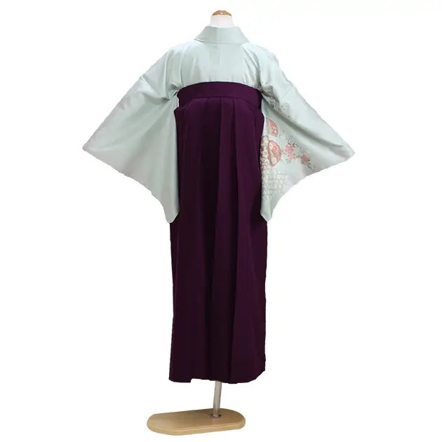 卒業式袴 訪問着 ｸﾞﾚｰｸﾞﾘｰﾝ 104 紫袴【身長155cm位】