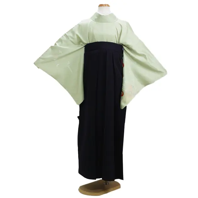 卒業式袴 訪問着 うすみどり色 105 紺袴【身長155cm位】