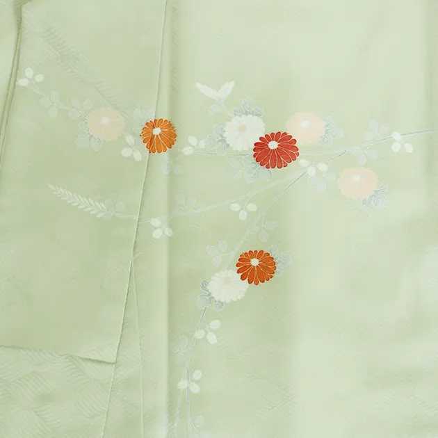 卒業式袴 訪問着 うすみどり色 105 紺袴【身長155cm位】