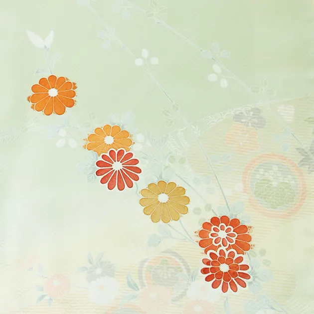 卒業式袴 訪問着 うすみどり色 105 紺袴【身長155cm位】