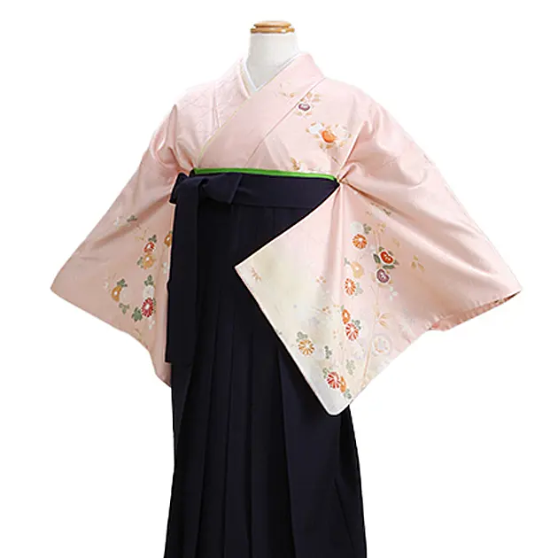 卒業式袴 訪問着 ﾋﾟﾝｸ 108 紺袴【身長155cm位】