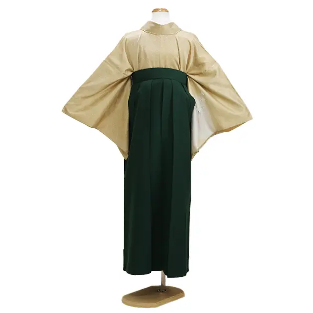 卒業式袴 訪問着 黄土色 110 緑袴【身長155cm位】