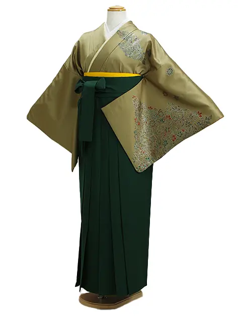 卒業式袴 訪問着 ﾓｽｸﾞﾘｰﾝ 113 緑袴【身長160cm位】