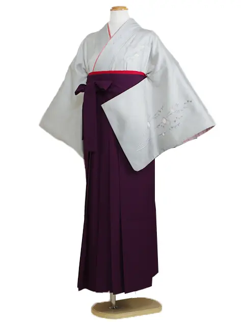 卒業式袴 訪問着 ｸﾞﾚｰ 114 紫袴【身長160cm位】