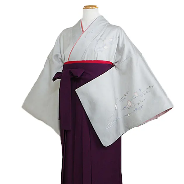 卒業式袴 訪問着 ｸﾞﾚｰ 114 紫袴【身長160cm位】