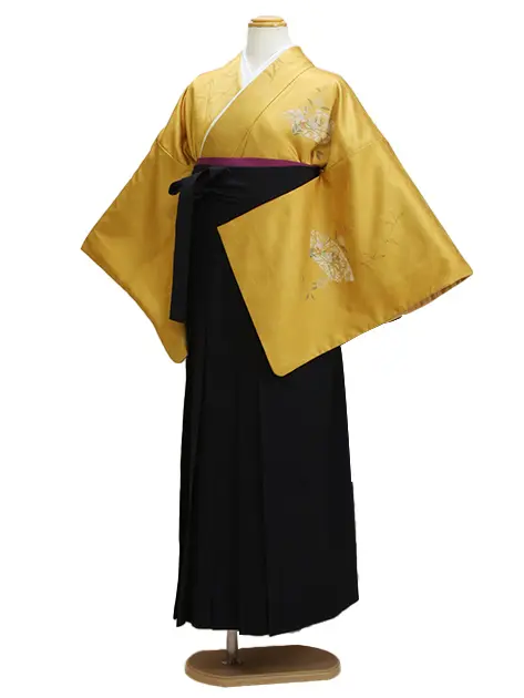 卒業式袴 訪問着 からし色 115 紺袴【身長160cm位】