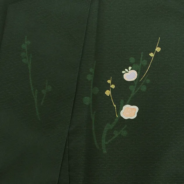 卒業式袴 訪問着 深緑色 117 紺袴【身長160cm位】