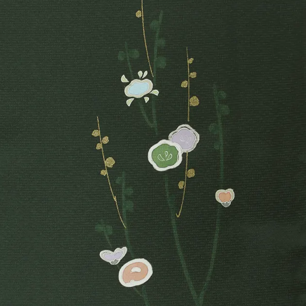 卒業式袴 訪問着 深緑色 117 紺袴【身長160cm位】