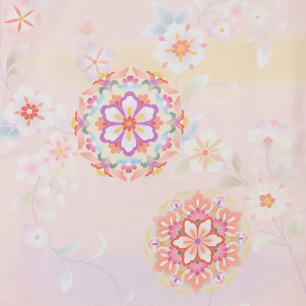 卒業式袴 訪問着 うすﾋﾟﾝｸ 180 紫袴【身長165cm位】