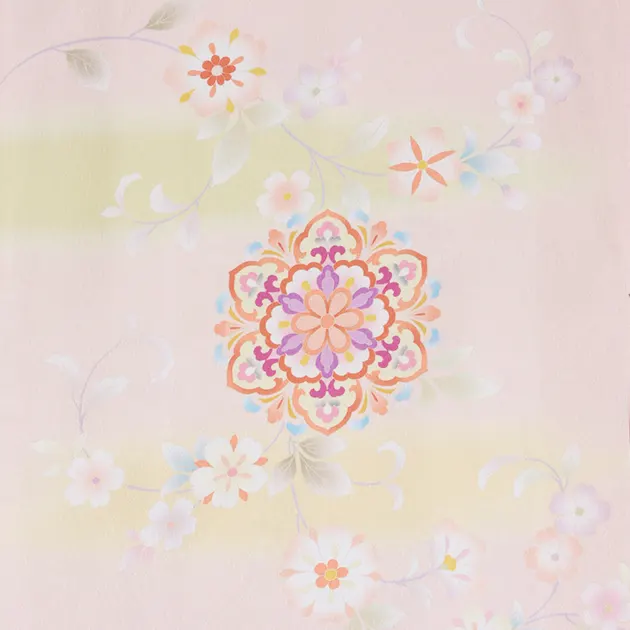 卒業式袴 訪問着 うすﾋﾟﾝｸ 180 紫袴【身長165cm位】