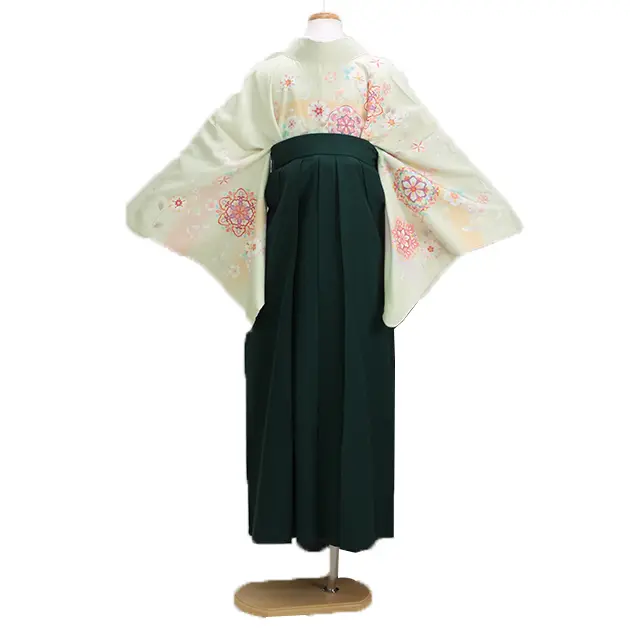 卒業式袴 訪問着 うす黄緑色 181 緑袴【身長160cm位】