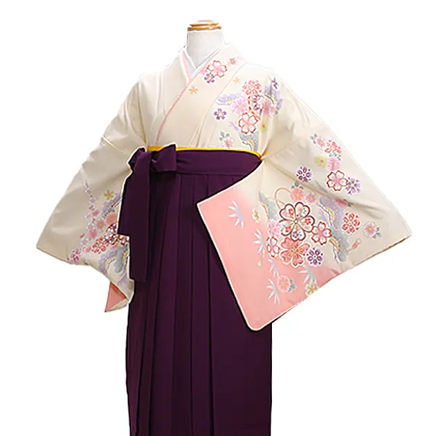 袴【大きいサイズ】訪問着 ｸﾘｰﾑ 182 紫袴【身長155cm位】