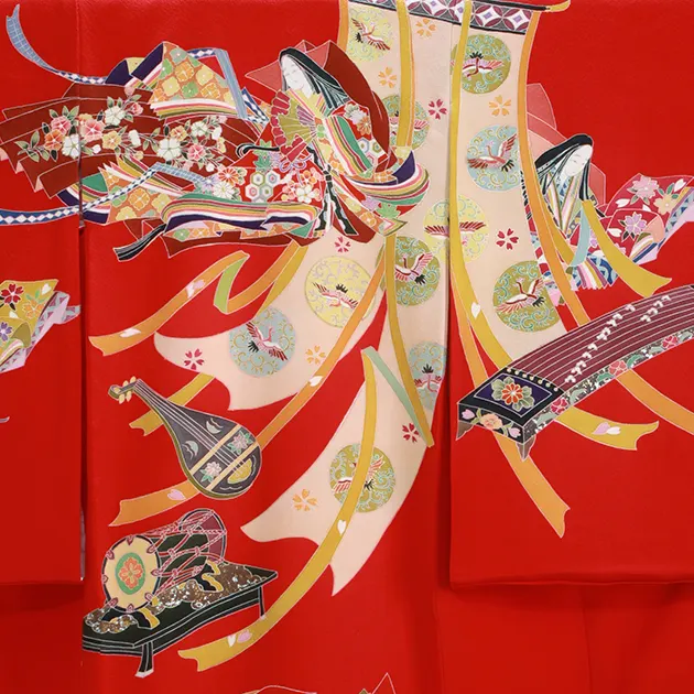 女児産着 高級正絹 赤 十二単 G-79