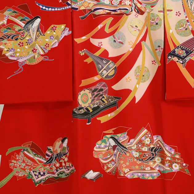 女児産着 高級正絹 赤 十二単 G-79