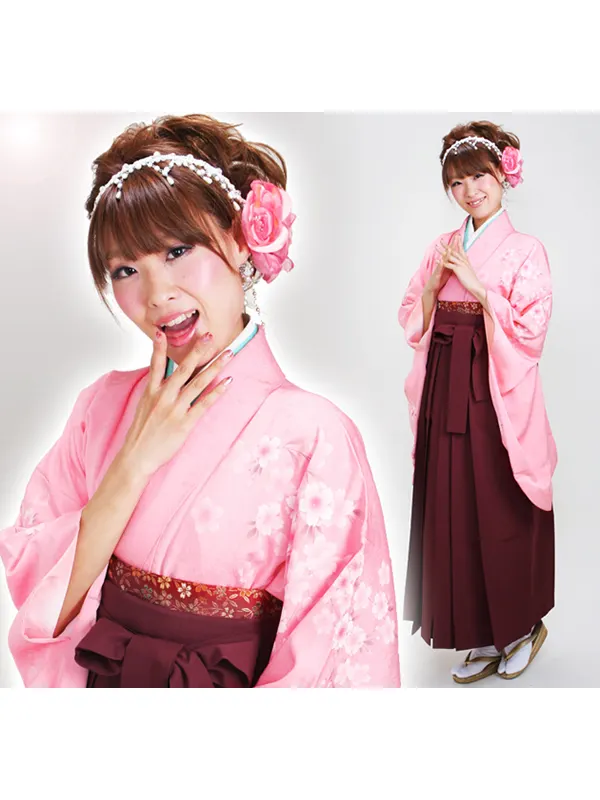ｼﾞｭﾆｱ袴 卒業式 ﾋﾟﾝｸ 0261 ｴﾝｼﾞ袴【身長160cm位】