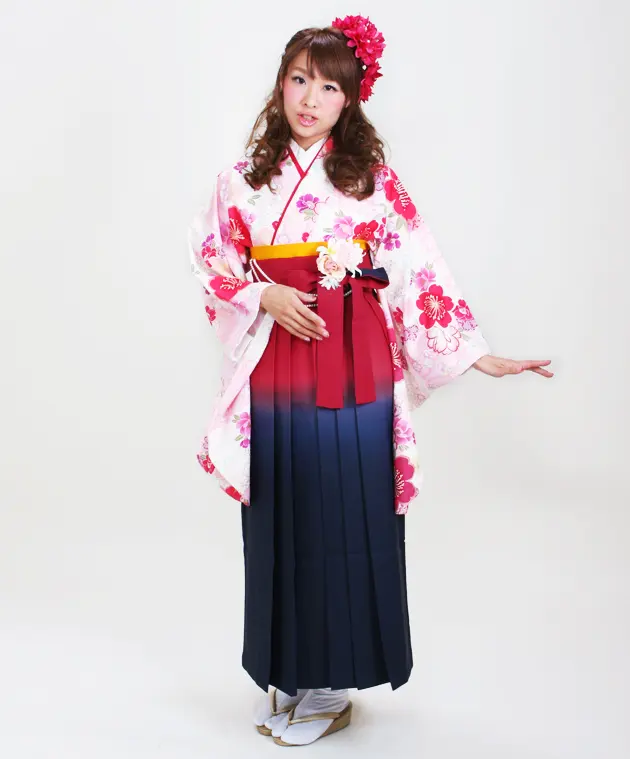 ｼﾞｭﾆｱ袴 卒業式 白 桜 0297 柄袴【身長155cm位】