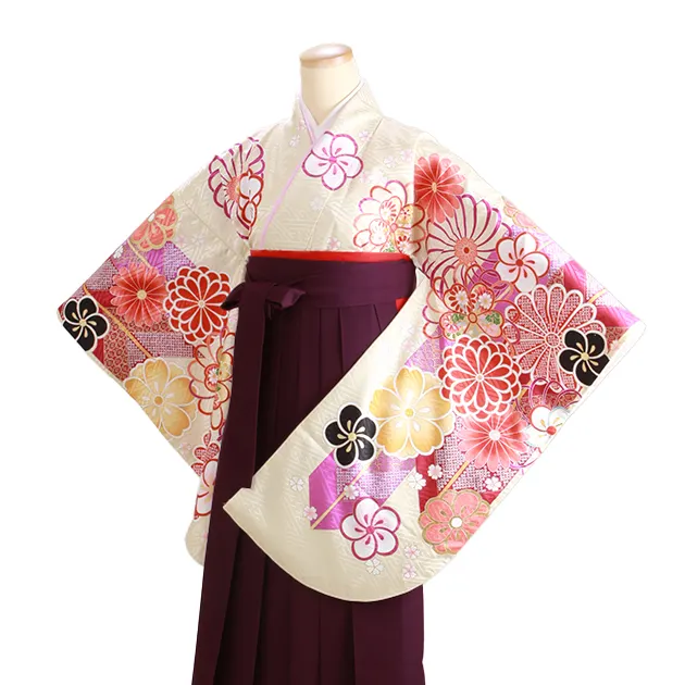 ｼﾞｭﾆｱ袴 卒業式 ｸﾘｰﾑ 0300 紫袴【身長155cm位】