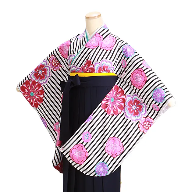 ｼﾞｭﾆｱ袴 卒業式 白黒 0304 紺袴【身長150cm位】