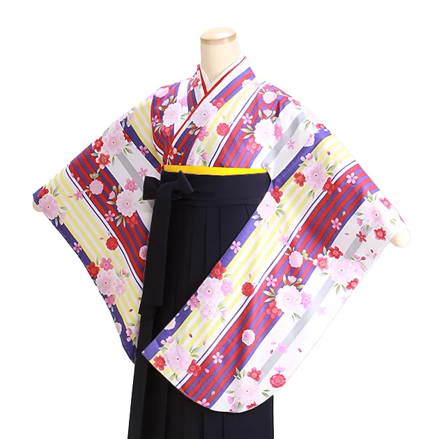 ｼﾞｭﾆｱ袴 卒業式 白桜 0305 紺袴【身長155cm位】