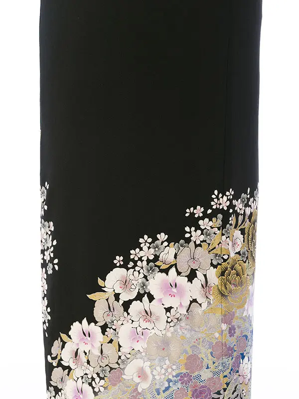 黒留袖 E-4A007 桂由美 薔薇に蘭