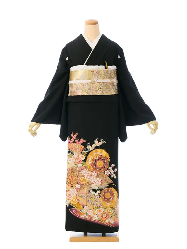 黒留袖 8MT-004 黒留袖 正絹 正倉院文様 鳳凰