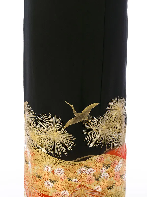 黒留袖 MT-022 松竹梅 飛翔鶴に松葉 金箔