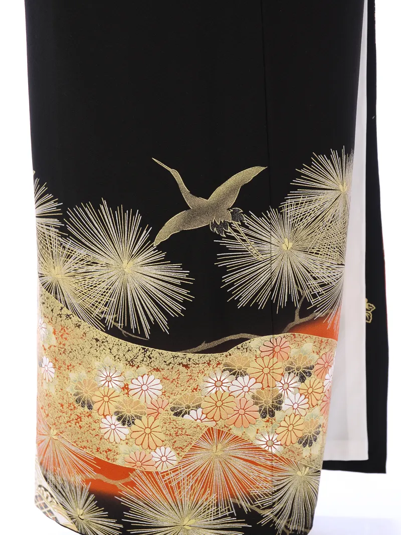 黒留袖 MT-022 松竹梅 飛翔鶴に松葉 金箔
