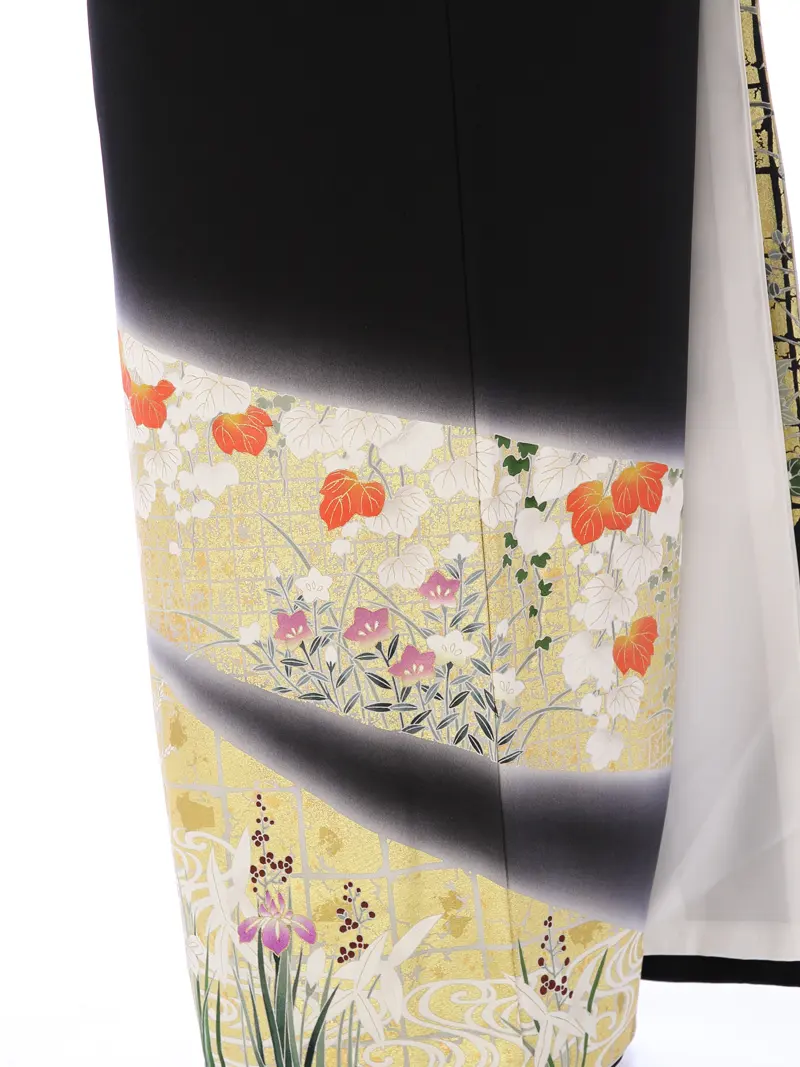 黒留袖 MT-032 黒留袖 正絹 箔に四季草花