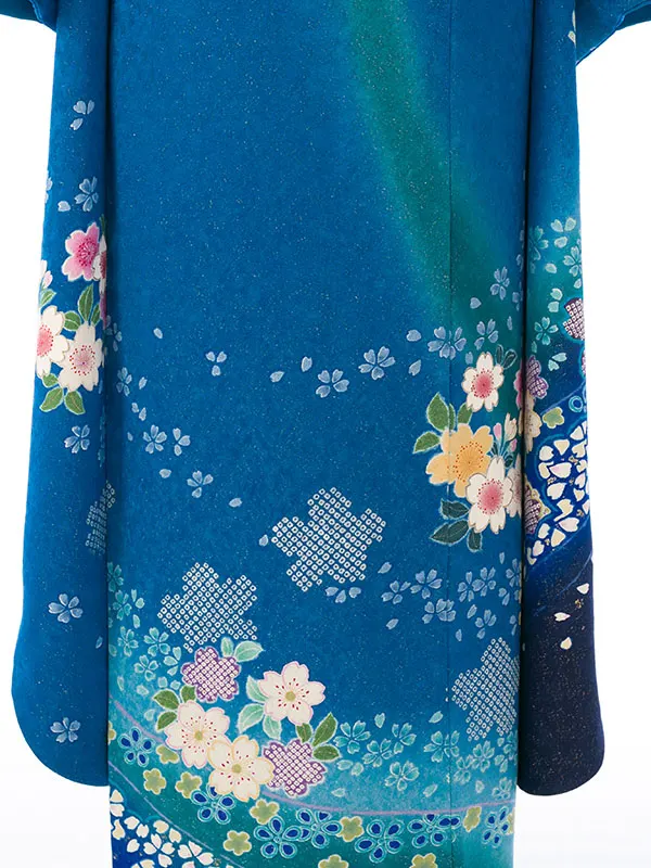振袖 4S950 ﾌﾞﾙ-ﾗﾒ織ぼかし 桜 道長