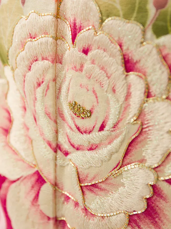 振袖 5S640 白地 紫ぼかし 薔薇と小花