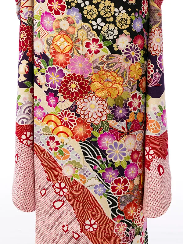 振袖 1S1305 黒地 金刺繍 古典吉祥文様