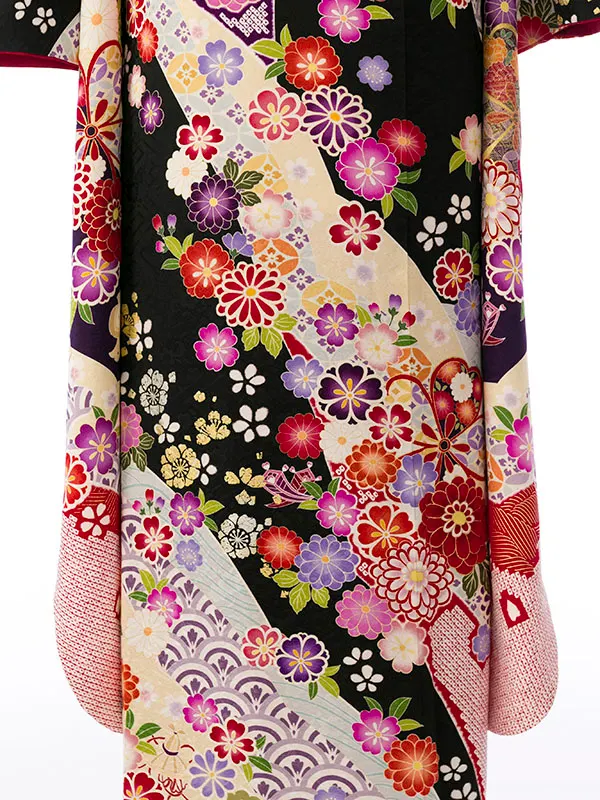 振袖 1S1305 黒地 金刺繍 古典吉祥文様