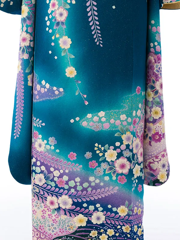 振袖 5S309 ﾗｲﾄﾌﾞﾙｰﾗﾒ 道長 辻が花