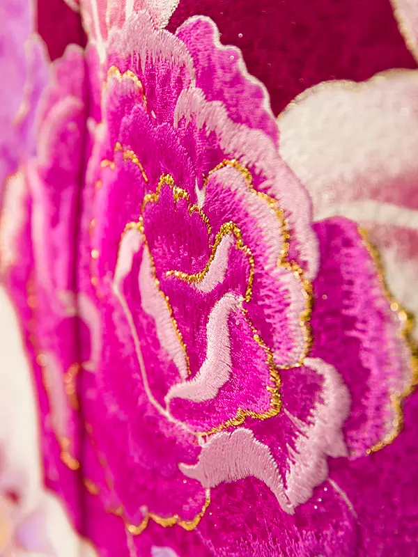 振袖 6S897 ﾜｲﾝ/白 百合 牡丹