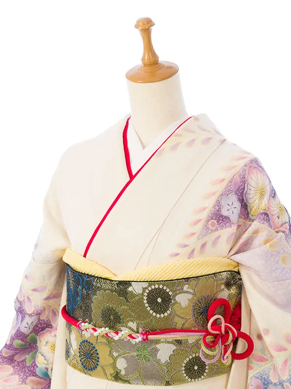 振袖 8S165 白地 紫ぼかし 辻が花