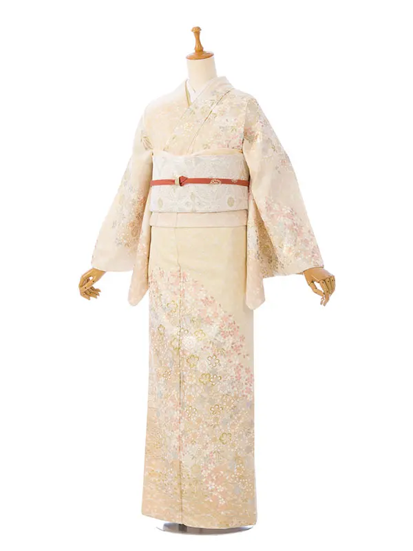 訪問着 HAD2874 正絹訪問着 桂由美 ｸﾘｰﾑ/ﾍﾞｰｼﾞｭ 金彩
