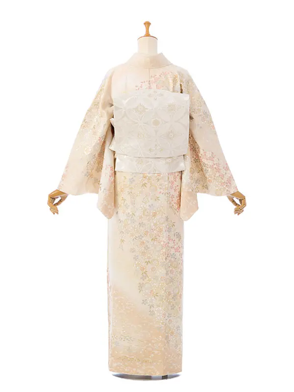 訪問着 HAD2874 正絹訪問着 桂由美 ｸﾘｰﾑ/ﾍﾞｰｼﾞｭ 金彩