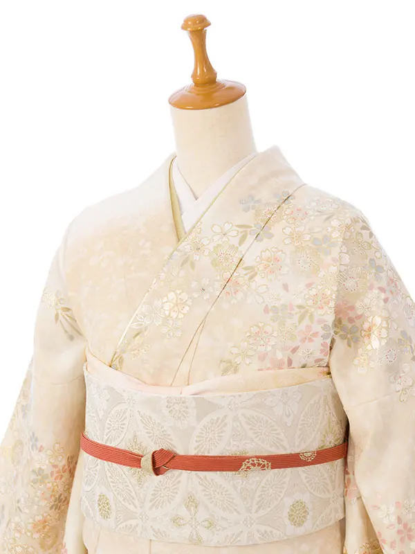 訪問着 HAD2874 正絹訪問着 桂由美 ｸﾘｰﾑ/ﾍﾞｰｼﾞｭ 金彩