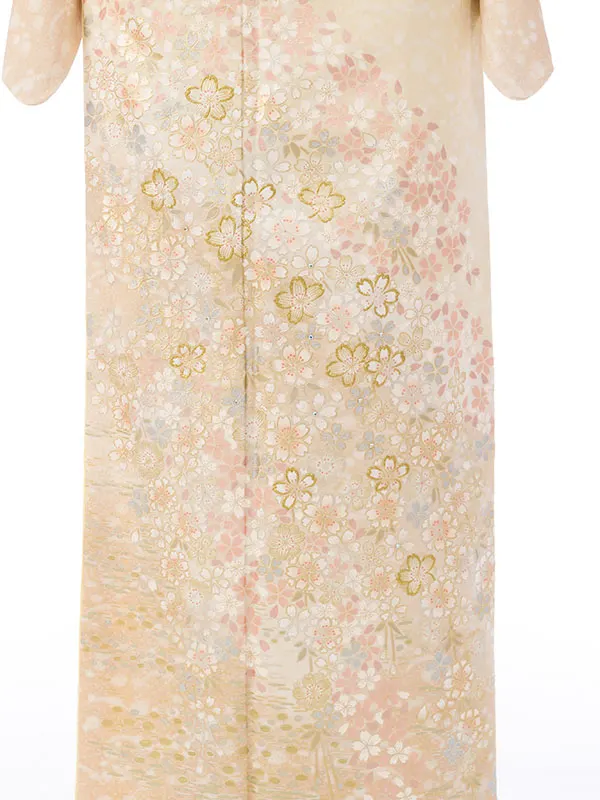 訪問着 HAD2874 正絹訪問着 桂由美 ｸﾘｰﾑ/ﾍﾞｰｼﾞｭ 金彩