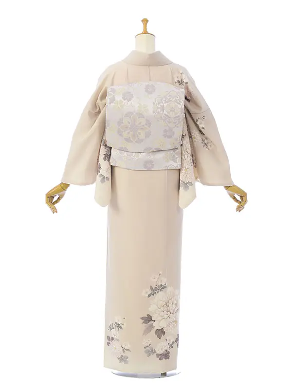 訪問着 HAD2879 ﾍﾞｰｼﾞｭ 牡丹 桜菊