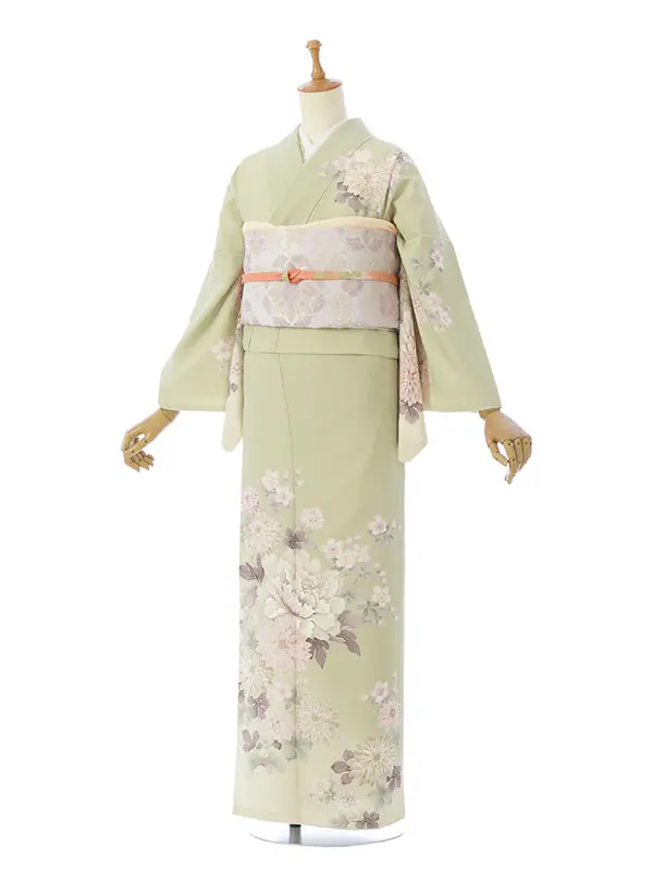 訪問着 HAD2880 若草 ｸﾘｰﾑぼかし 牡丹 桜菊