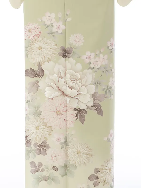訪問着 HAD2880 若草 ｸﾘｰﾑぼかし 牡丹 桜菊