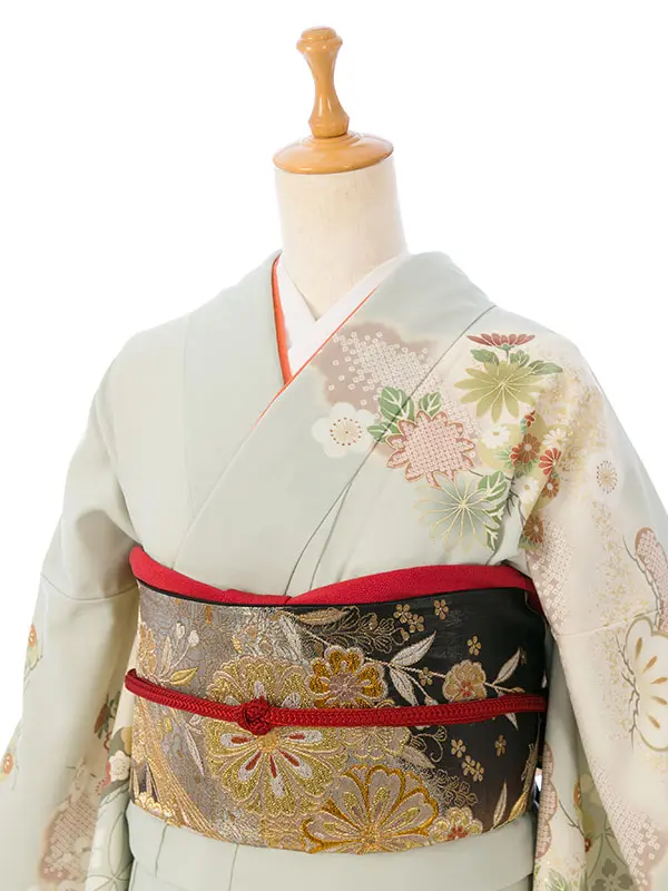 訪問着 HAD2881 薄ｸﾞﾘｰﾝ 松竹梅 七宝