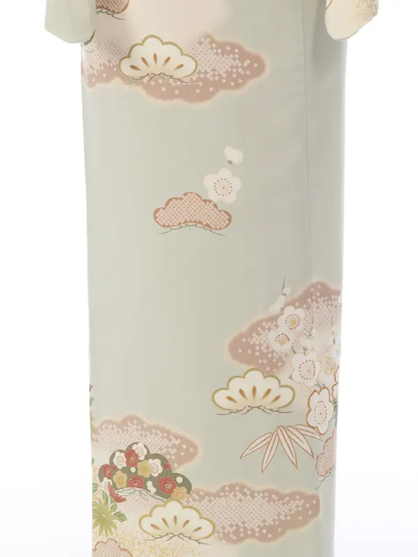 訪問着 HAD2881 薄ｸﾞﾘｰﾝ 松竹梅 七宝