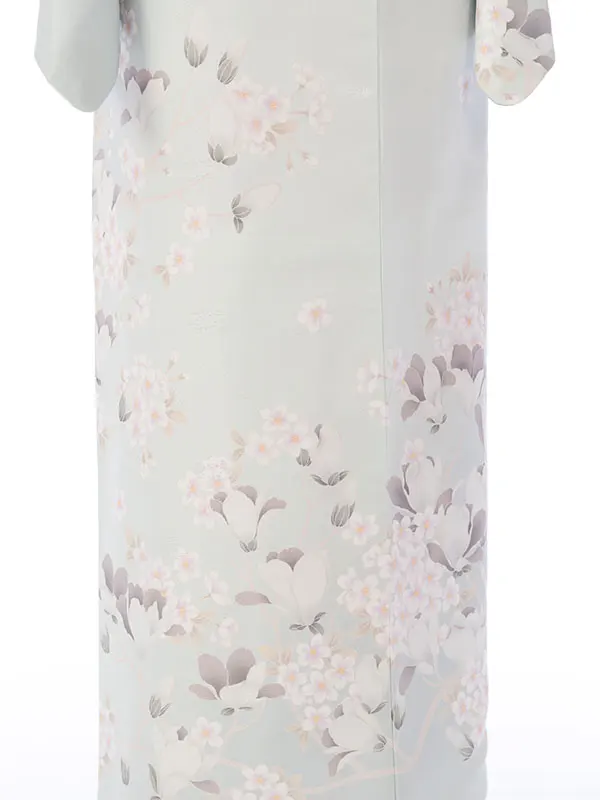 訪問着 HAD2884 薄ｸﾞﾘｰﾝ/ｸﾞﾚｰｼﾞｭ 桜木蓮