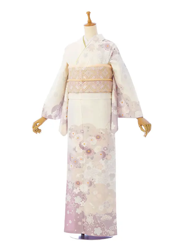 訪問着 HAD2889 ｱｲﾎﾞﾘｰ/ﾋﾟﾝｸぼかし 雲四季花
