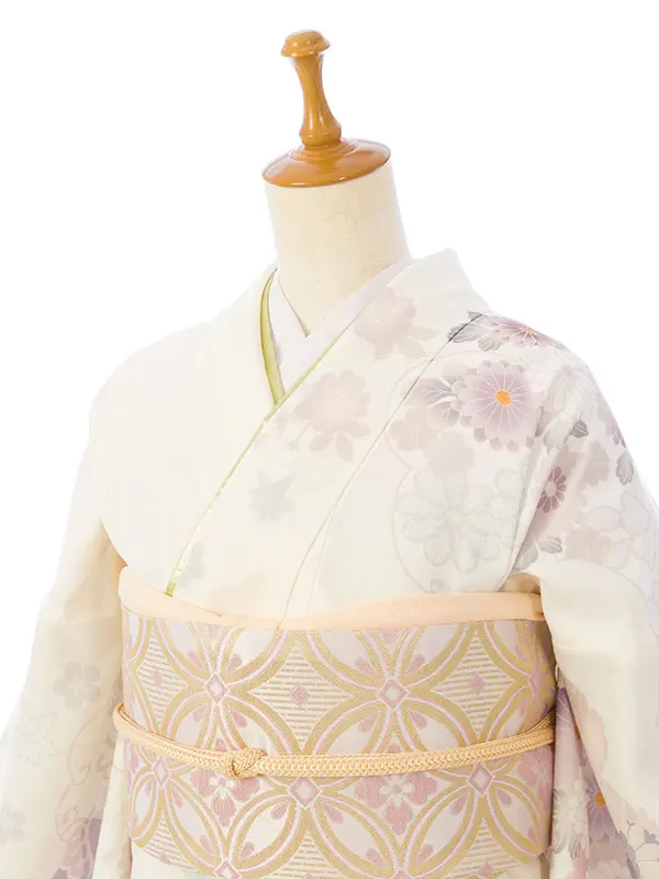 訪問着 HAD2889 ｱｲﾎﾞﾘｰ/ﾋﾟﾝｸぼかし 雲四季花