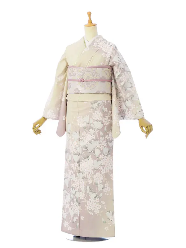 訪問着 HAD2890 くすみﾍﾞｰｼﾞｭ/ｸﾞﾚｰｼﾞｭ 桜