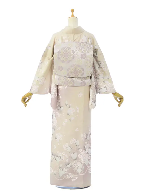 訪問着 HAD2890 くすみﾍﾞｰｼﾞｭ/ｸﾞﾚｰｼﾞｭ 桜